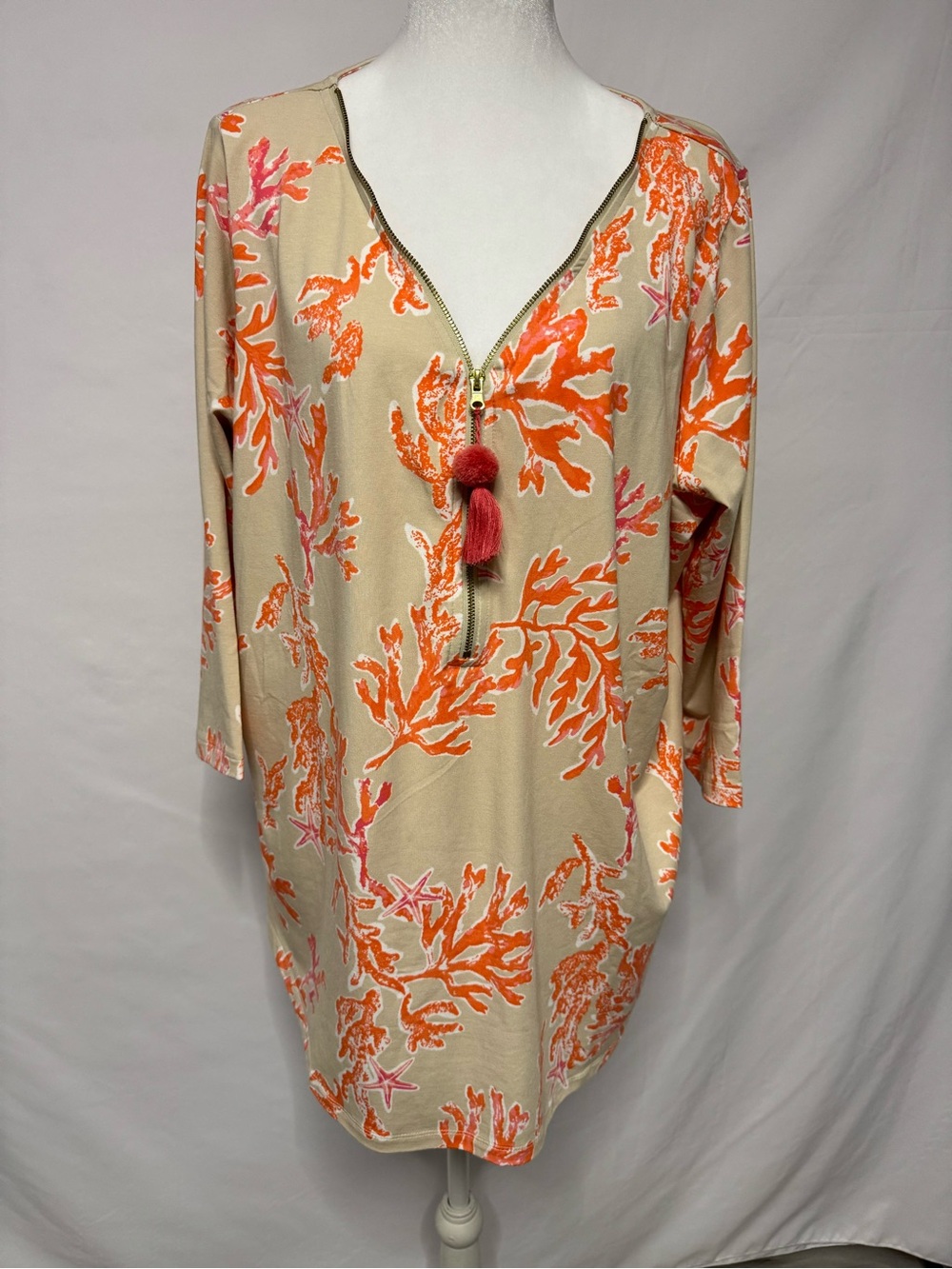 Belle by Kim Gravel Primabelle Ciao Bella Tassel Zip Top 1X Coral